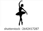 Elegant ballerina silhouette in pointe shoes