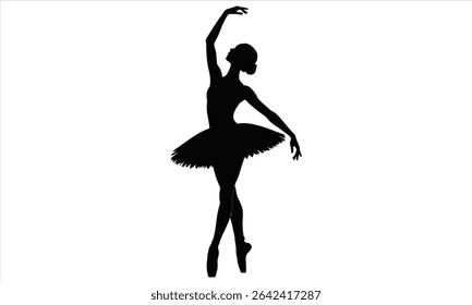 Elegant ballerina silhouette in pointe shoes