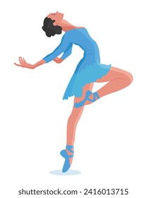 Elegant ballerina, woman dancer in a flying pose. Illustration, vector