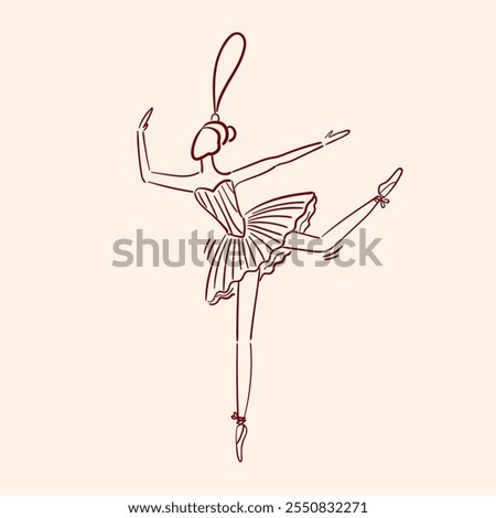 Elegant ballet dancer christmas tree decoration. Line art ballerina toy. Coquette style hand drawn clip art. Vector design