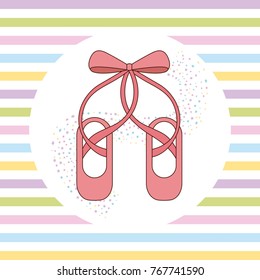 elegant of ballet pink shoes with ribbon stripes background