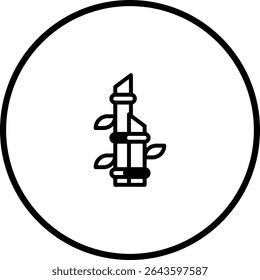 Elegant Bamboo Shoot Illustration in Circle Frame: Simplicity and Natural Harmony