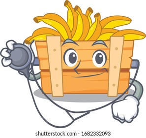 An elegant banana fruit box in a Doctor Cartoon character with tools