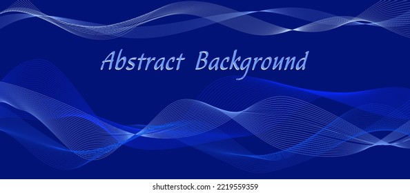 elegant banner with blue abstract waves and  place for text. Background and wallpaper design. Vector illustration. 