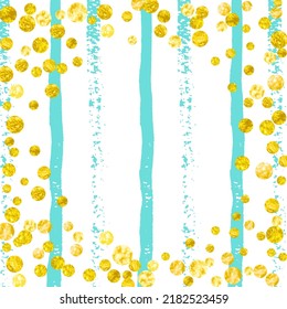 Elegant Banner. Decorative Particle. Scatter Starburst. Mint Nursery Stardust. New Year Concept. Stripe Vintage Effect. Golden Holiday Offer. Turquoise Elegant Banner