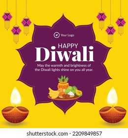Elegant banner design of happy Diwali Indian festival template.