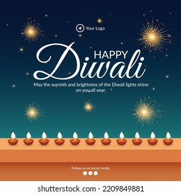 Elegant banner design of happy Diwali Indian festival template.