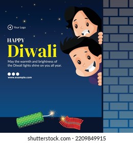 Elegant banner design of happy Diwali Indian festival template.