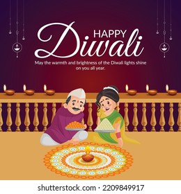 Elegant banner design of happy Diwali Indian festival template.