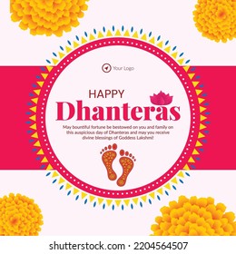 Elegant banner design of Indian festival happy Dhanteras template.