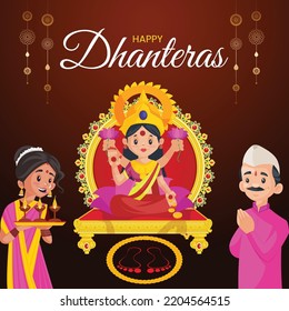 Elegant banner design of Indian festival happy Dhanteras template.