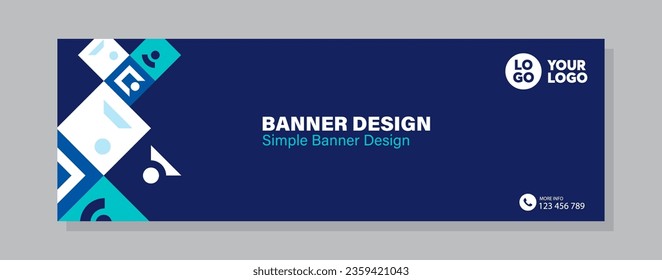 plantilla web de diseño elegante de banner, banner web de encabezado horizontal. Moderno color azul para el diseño de sitios web, banner de anuncios de cobertura de medios sociales, volante, tarjeta de invitación