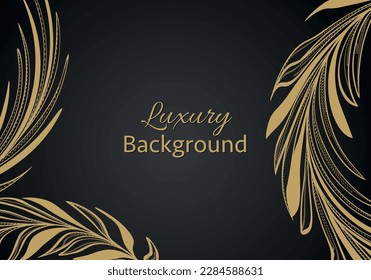 Elegant banner with intricate, parallel golden lines on a dark background. Vector pattern, abstract geometric.