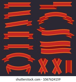 Elegant Banner Ribbon Vector Icon Set