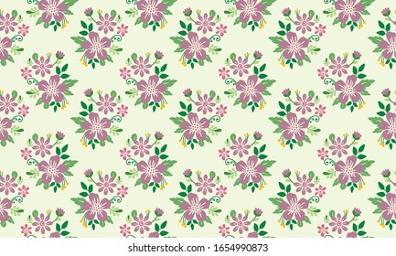 Elegant banner for spring, with seamless leaf and flower pattern background design.