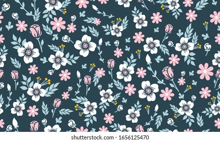 Banner elegante para la primavera, con diseño de fondo de hoja y flor sin fisuras.