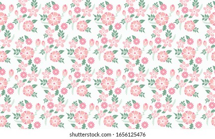Elegant banner for spring, with seamless leaf and flower pattern background design.