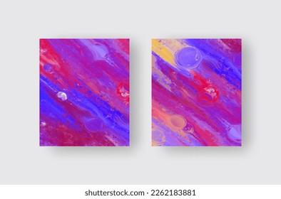 Elegant banner template design with purple paint brush elements set. Abstract decoration. Vector illustration.