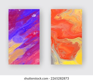 Elegant banner template design with purple, blue, orange paint set.. Abstract decoration. Vector illustration.