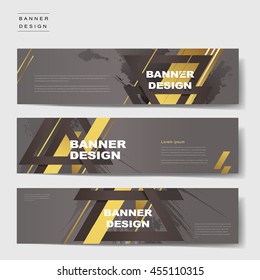 elegant banner template design set with triangles and golden elements