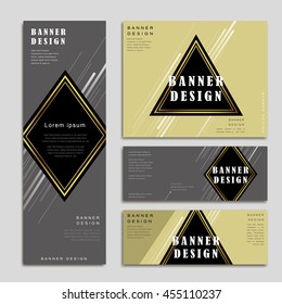 elegant banner template design with triangle and rhombus elements