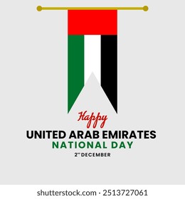 Elegant Banner for UAE National Day, Hanging Flag with Date and Greetings