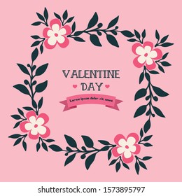 Elegant banner of valentine day, with ornate feature of leaf flower frame. Vector