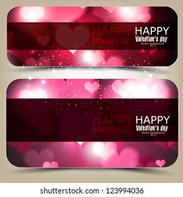 Elegant banners with hearts and place for text. Valentine's Day. Vector illustration