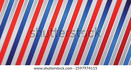 Elegant barber background with red, blue and gradient stripes - vector illustration