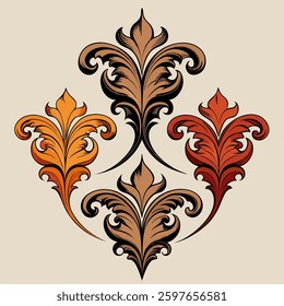 "Elegant Baroque Acanthus Flourishes Vector Set", "Elegant Baroque Acanthus Flourishes Vector Set", elegant ornamental flourishes with intricate acanthus leaf motifs, inspired by vintage baroque