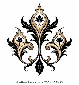 Elegant Baroque Acanthus Flourishes Vector", elegant ornamental flourishes with intricate acanthus leaf motifs, inspired by vintage baroque