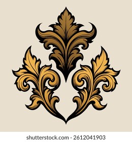 Elegant Baroque Acanthus Flourishes Vector", elegant ornamental flourishes with intricate acanthus leaf motifs, inspired by vintage baroque