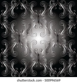 Elegant baroque damask floral vector seamless pattern background wallpaper illustration with 3d antique flowers,leaves and ornaments.Decor elements with shadow and highlights. Endless texture