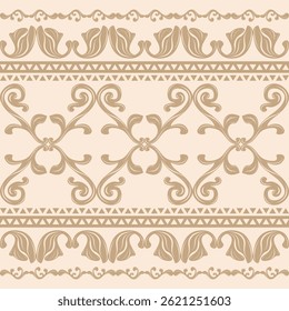 Elegante padrão barroco com detalhes vintage intrincados. Perfeito para design de moda, produtos premium e projetos de decoração luxuosos. Delicado Ikat mão desenhado idades medievais com ornamento de rolo dourado 