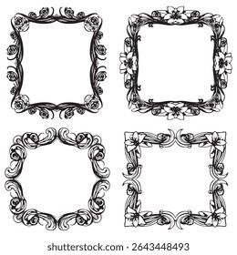 Elegant Baroque Vintage Decorative Floral Frames Vector Collection
