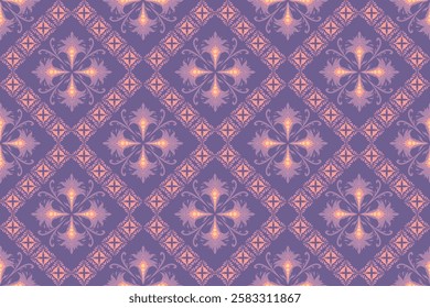 Elegant baroque-style floral pattern in deep purple and soft pink. Ideal for luxury designs, wallpapers, and textiles.