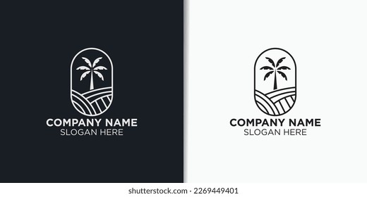 elegant beach hotel logo design vector, travel logo template