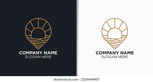 elegant beach hotel logo design vector, travel logo template