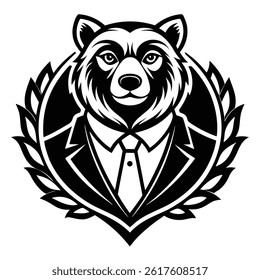 elegant bear vector logo in black
