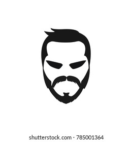 Elegant bearded man face in sunglasses. hipster character. Fashion silhouette, avatar, emblem, logo with moustached man for barbershop design.  eps 10 eps 8