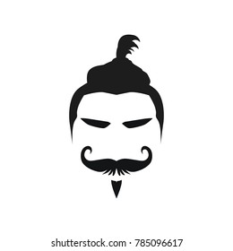 Elegant bearded man face in sunglasses. hipster character. Fashion silhouette, avatar, emblem, logo with moustached man for barbershop design.  eps 10 eps 8