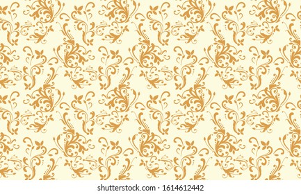 Elegant beautiful Christmas floral pattern, unique template for gold floral wallpaper.
