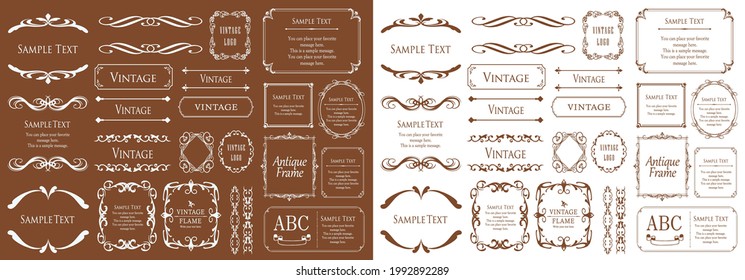 Eleganter und schöner Rahmen-Designset, antike Ränder, Vintage-Platten
