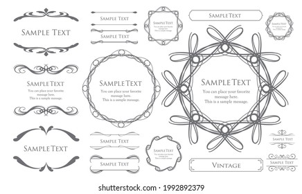 Elegant and beautiful frame design set, antique borders, vintage plates