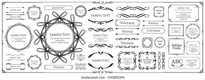 Elegant and beautiful frame design set, antique borders, vintage plates