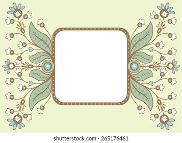 Elegant Beautiful greeting card with decorative floral frame, with place for text