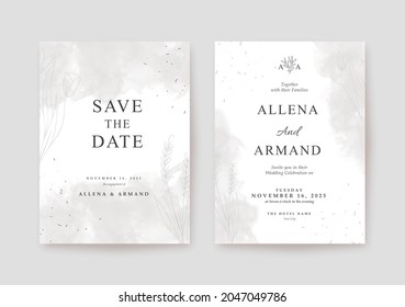 Elegante y hermosa plantilla de tarjeta de boda gris