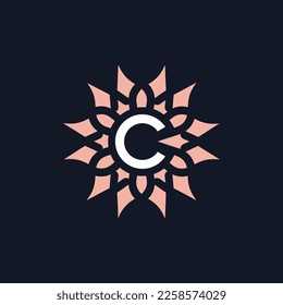 elegant and beautiful letter C flower blooming logo