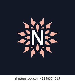 elegant and beautiful letter N flower blooming logo