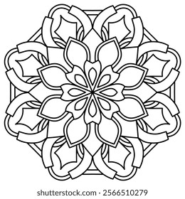 elegant and beautiful mandala design for coloring book page , creative mandala art for wall art
